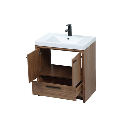 30 inch Single bathroom vanity in walnut brown