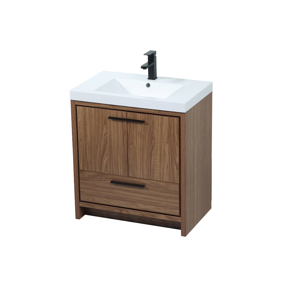 30 inch Single bathroom vanity in walnut brown