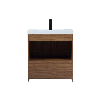 30 inch Single bathroom vanity in walnut brown