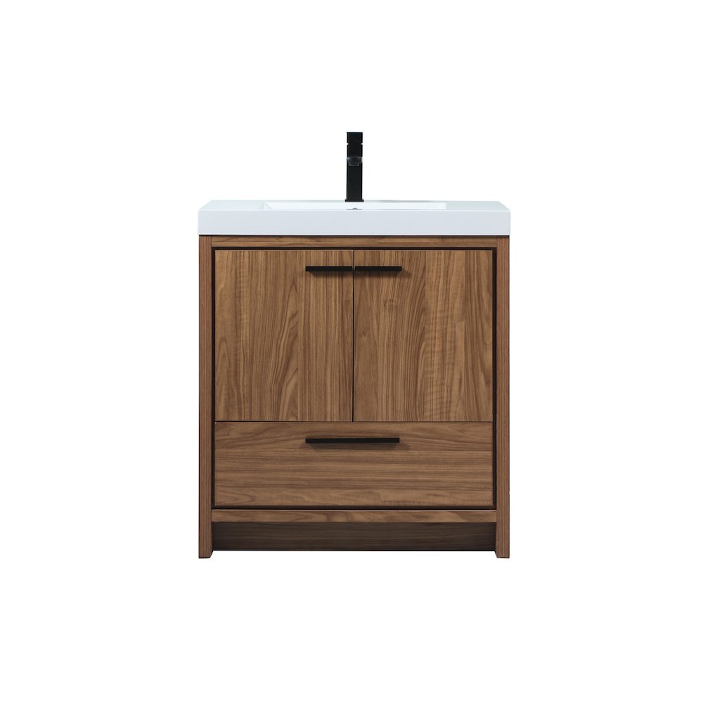 30 inch Single bathroom vanity in walnut brown