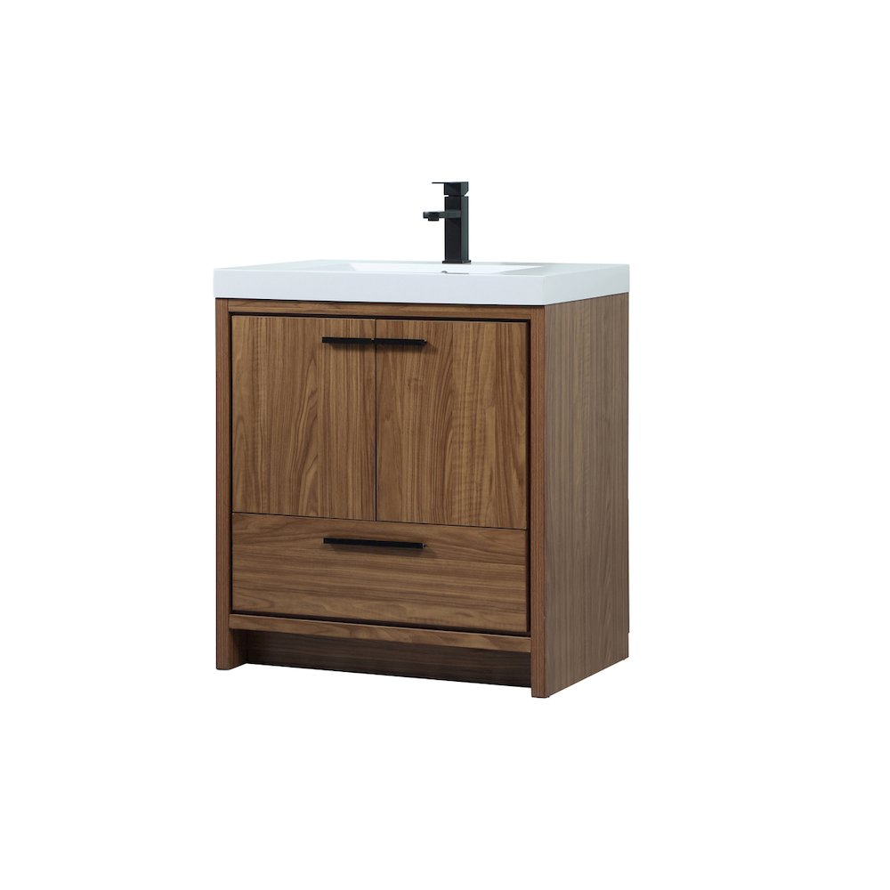 30 inch Single bathroom vanity in walnut brown