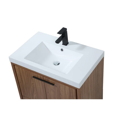 30 inch Single bathroom vanity in walnut brown