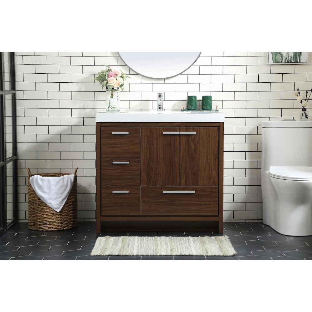 36 inch Single bathroom vanity in Walnut