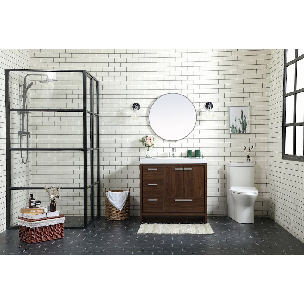 36 inch Single bathroom vanity in Walnut