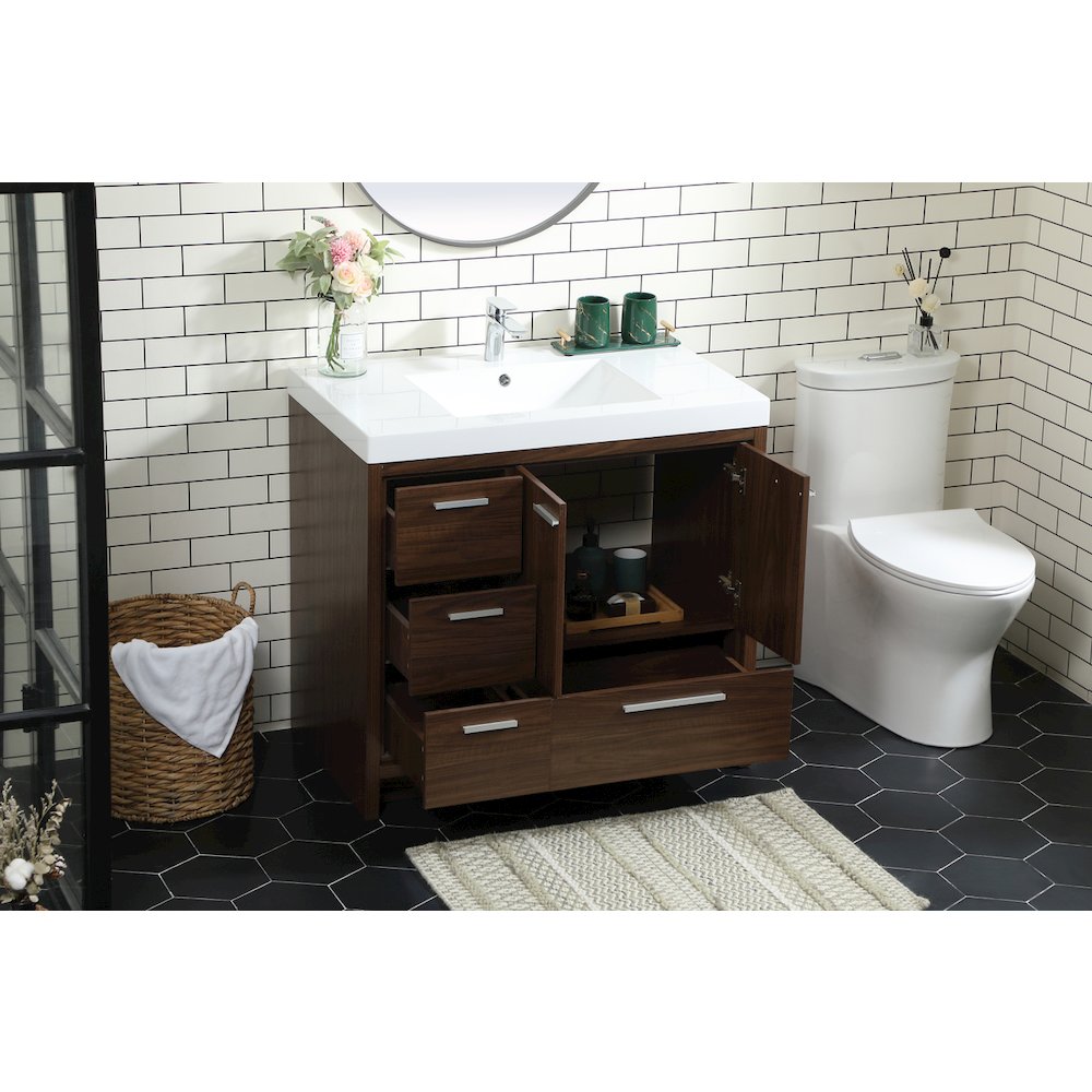 36 inch Single bathroom vanity in Walnut