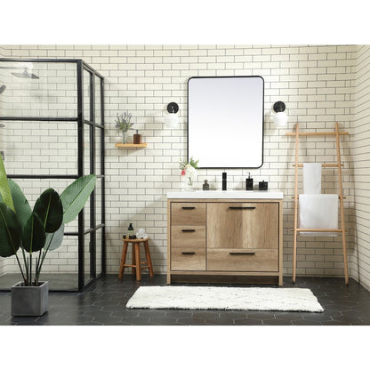 42 inch Single bathroom vanity in natural oak