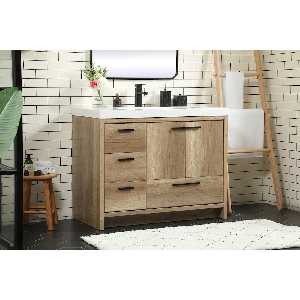 42 inch Single bathroom vanity in natural oak