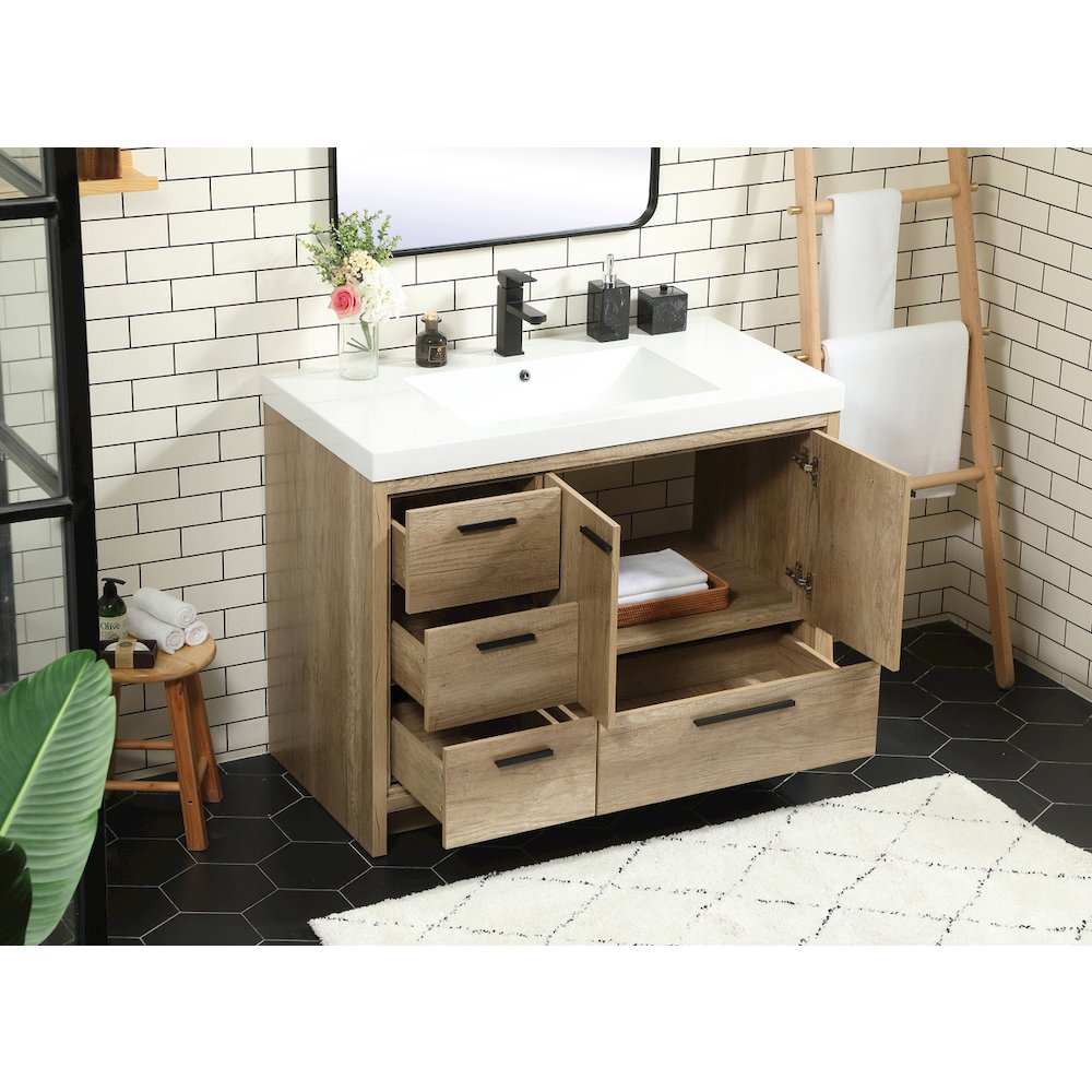 42 inch Single bathroom vanity in natural oak