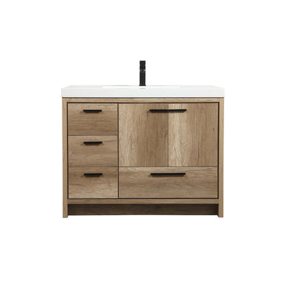 42 inch Single bathroom vanity in natural oak