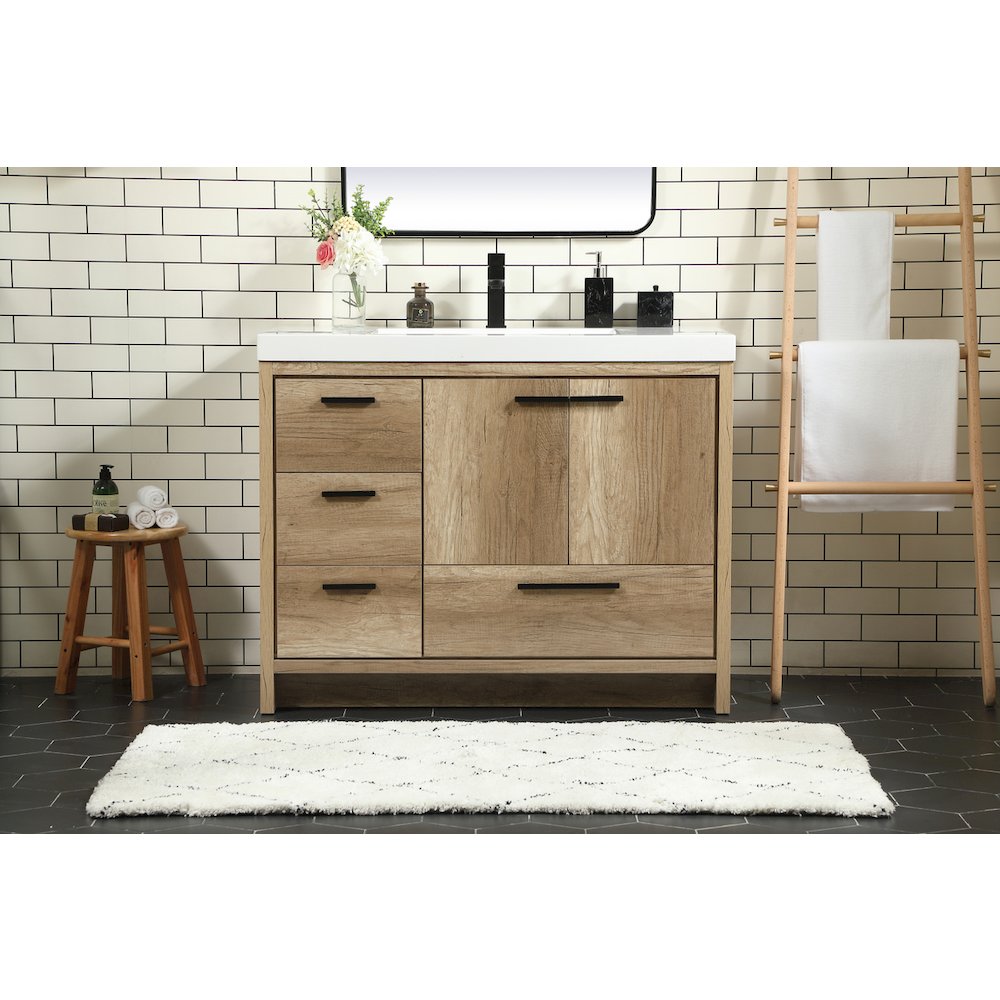 42 inch Single bathroom vanity in natural oak