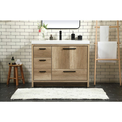 42 inch Single bathroom vanity in natural oak