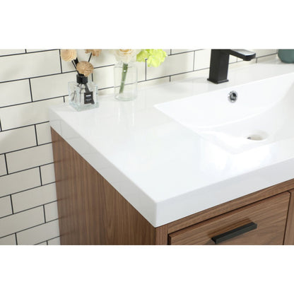 42 inch Single bathroom vanity in walnut brown