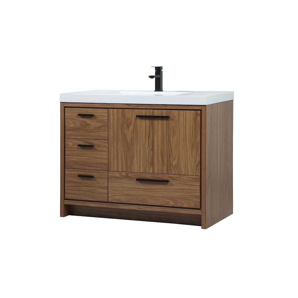 42 inch Single bathroom vanity in walnut brown
