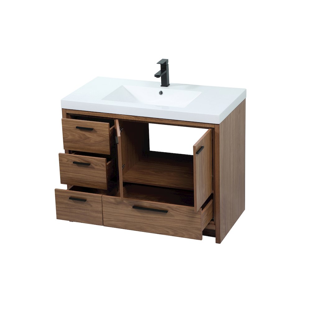 42 inch Single bathroom vanity in walnut brown