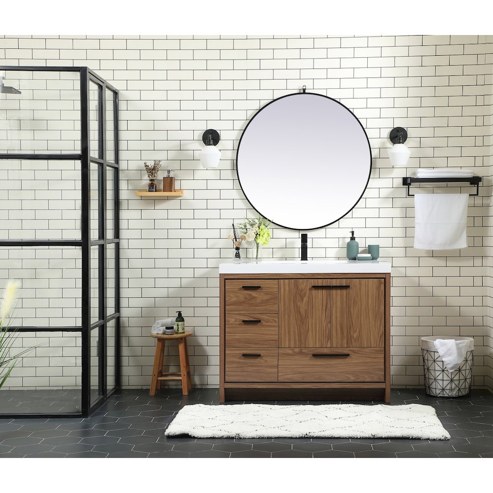 42 inch Single bathroom vanity in walnut brown