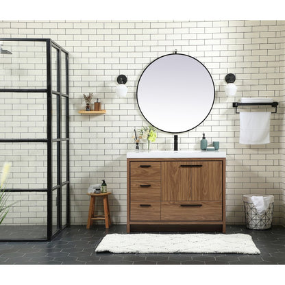42 inch Single bathroom vanity in walnut brown