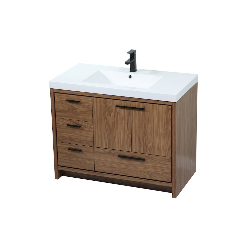 42 inch Single bathroom vanity in walnut brown