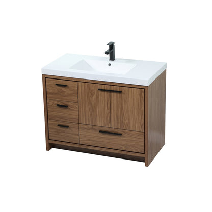 42 inch Single bathroom vanity in walnut brown