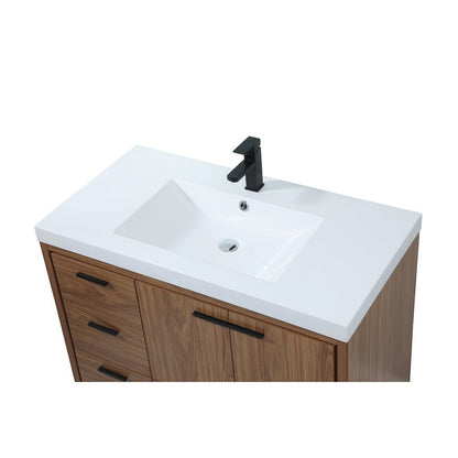 42 inch Single bathroom vanity in walnut brown