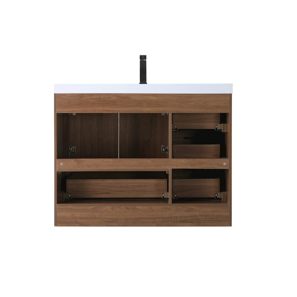 42 inch Single bathroom vanity in walnut brown