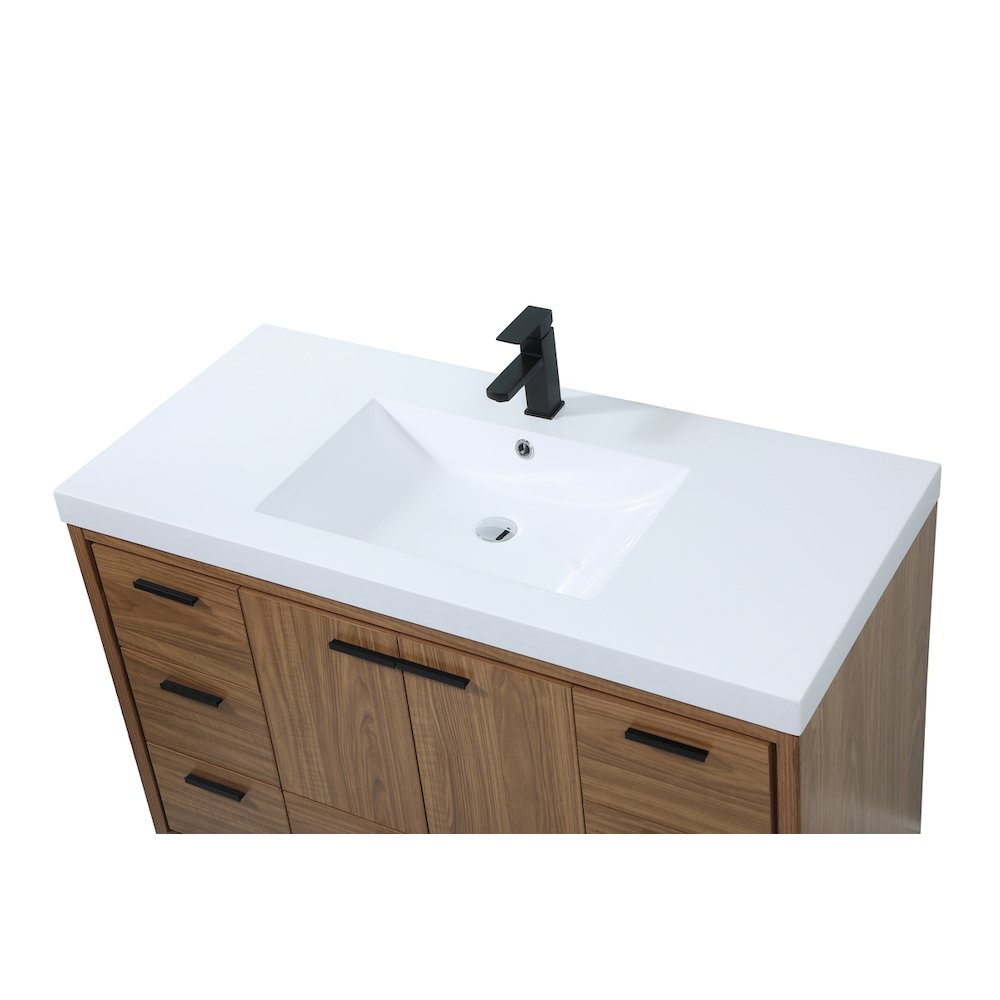 48 inch Single bathroom vanity in walnut brown