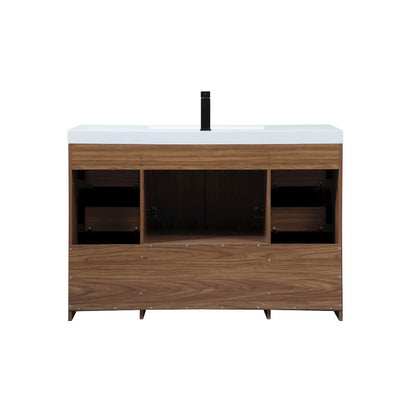 48 inch Single bathroom vanity in walnut brown