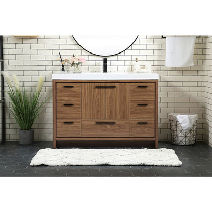48 inch Single bathroom vanity in walnut brown