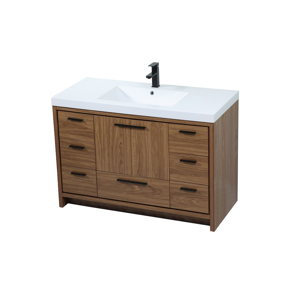 48 inch Single bathroom vanity in walnut brown