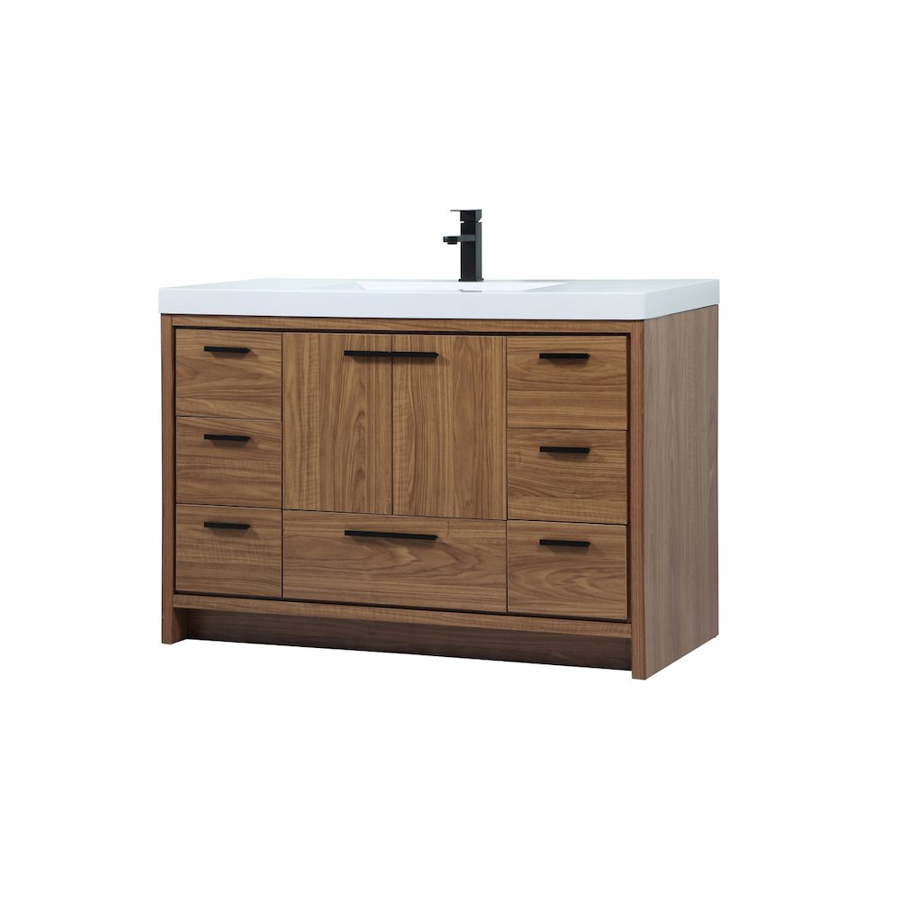 48 inch Single bathroom vanity in walnut brown