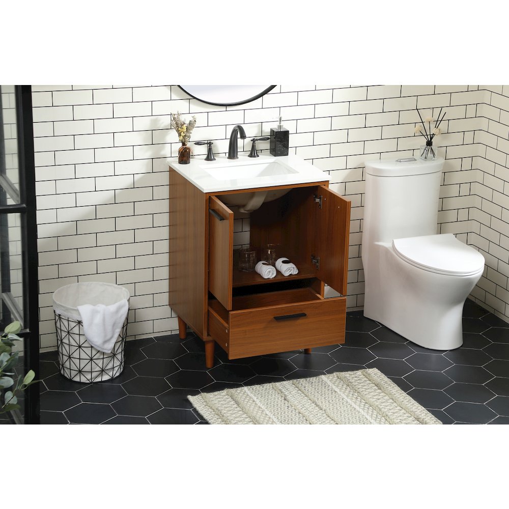 24 inch bathroom vanity in Teak