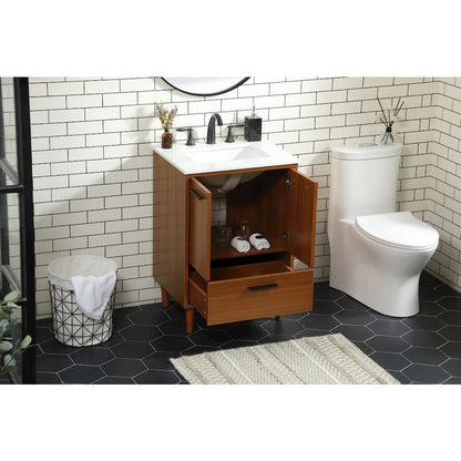 24 inch bathroom vanity in Teak