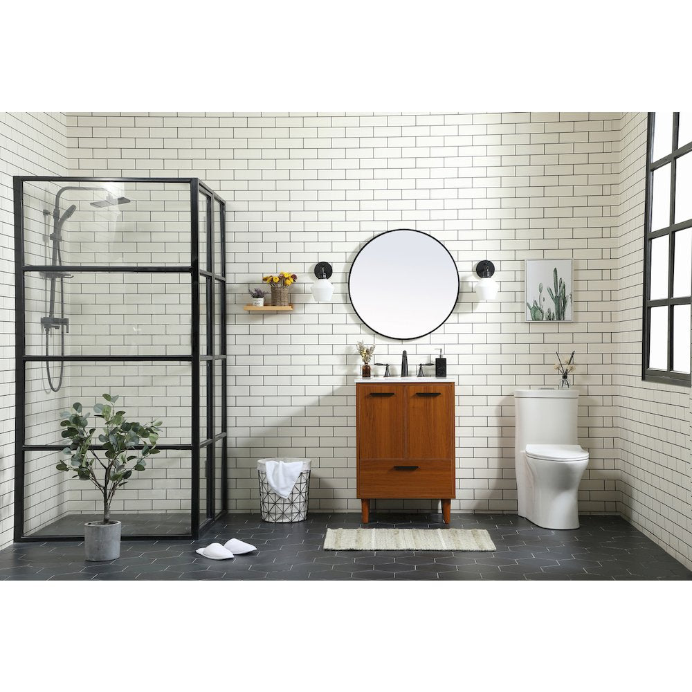24 inch bathroom vanity in Teak
