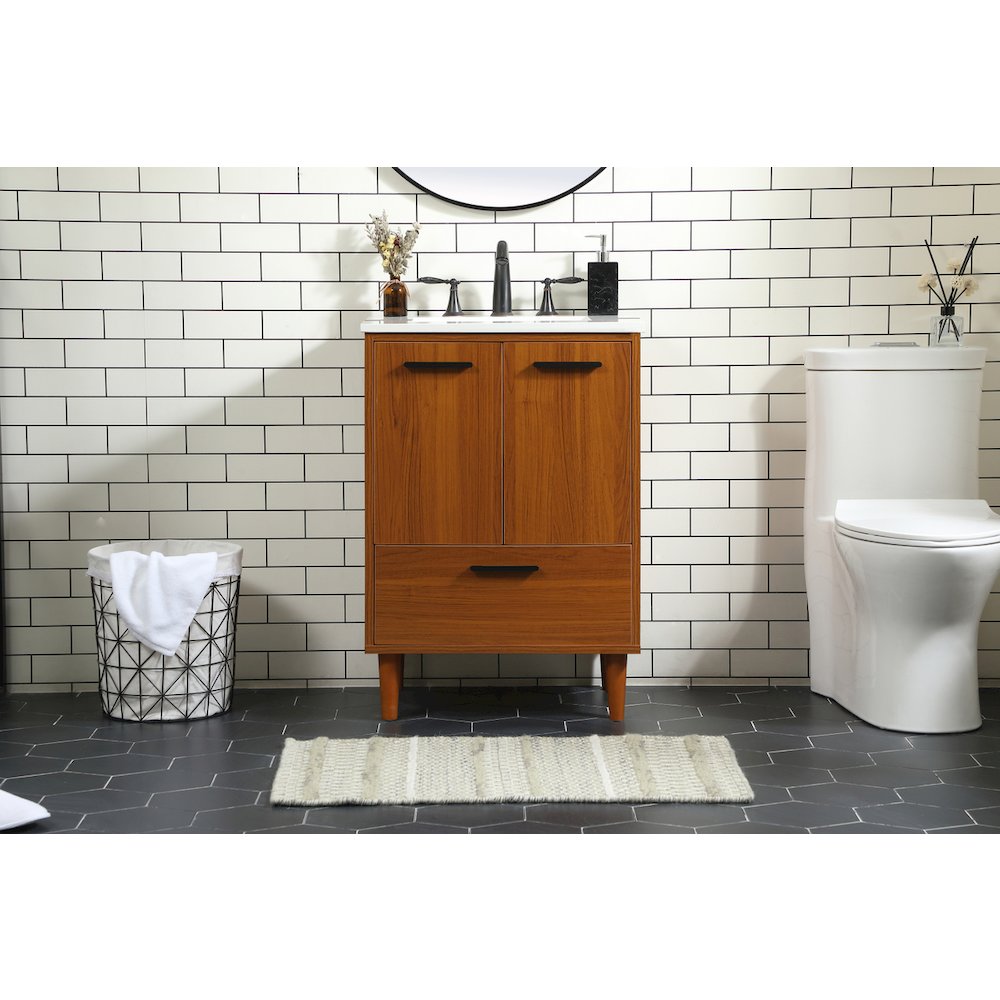 24 inch bathroom vanity in Teak