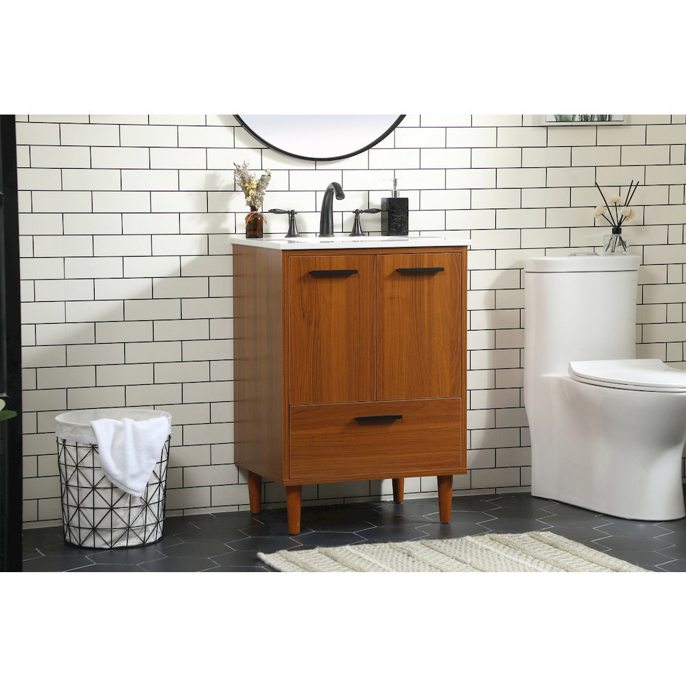 24 inch bathroom vanity in Teak