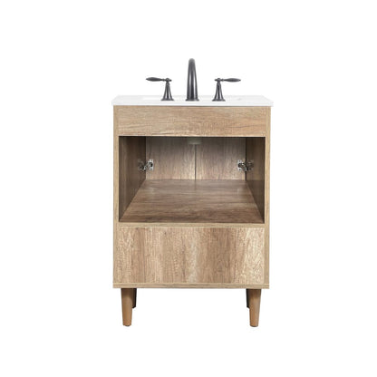 24 inch Single bathroom vanity in natural oak