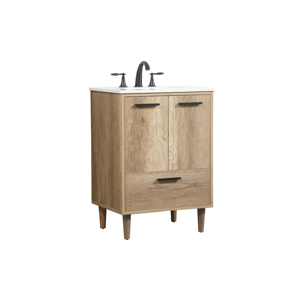 24 inch Single bathroom vanity in natural oak