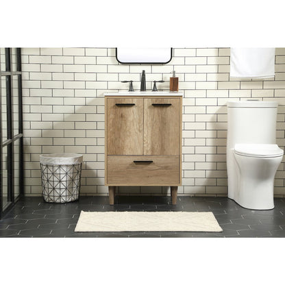 24 inch Single bathroom vanity in natural oak