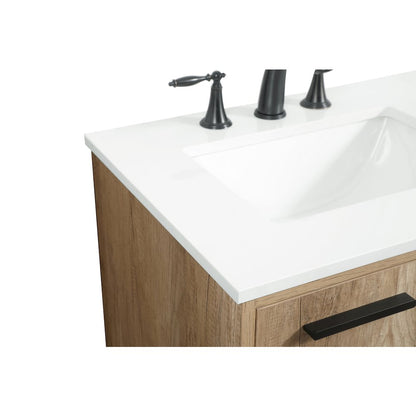 24 inch Single bathroom vanity in natural oak