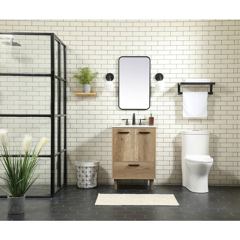 24 inch Single bathroom vanity in natural oak