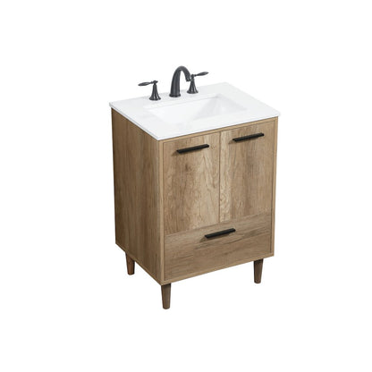 24 inch Single bathroom vanity in natural oak