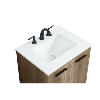 24 inch Single bathroom vanity in natural oak