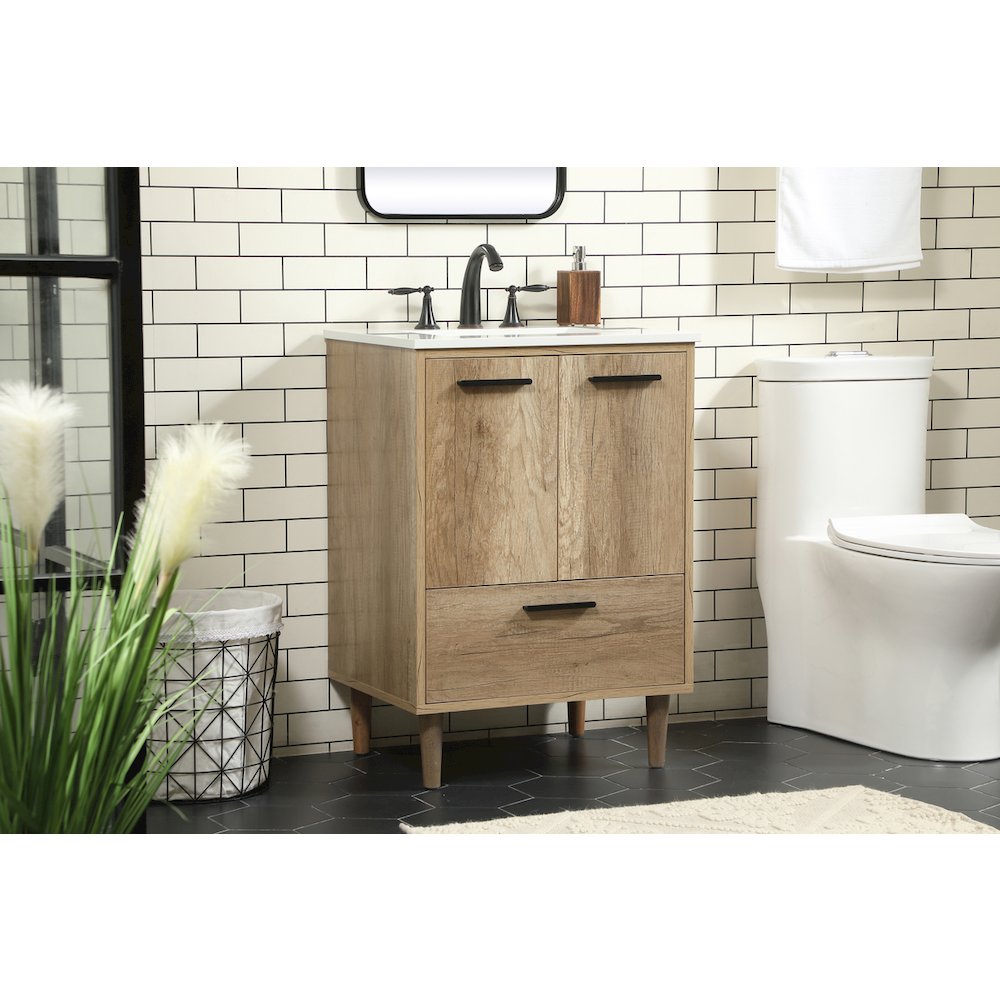 24 inch Single bathroom vanity in natural oak