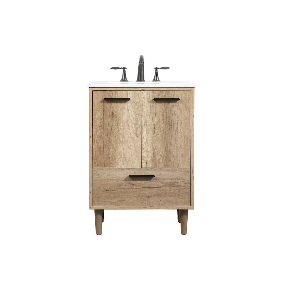 24 inch Single bathroom vanity in natural oak