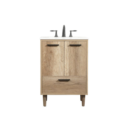 24 inch Single bathroom vanity in natural oak