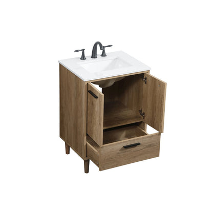 24 inch Single bathroom vanity in natural oak