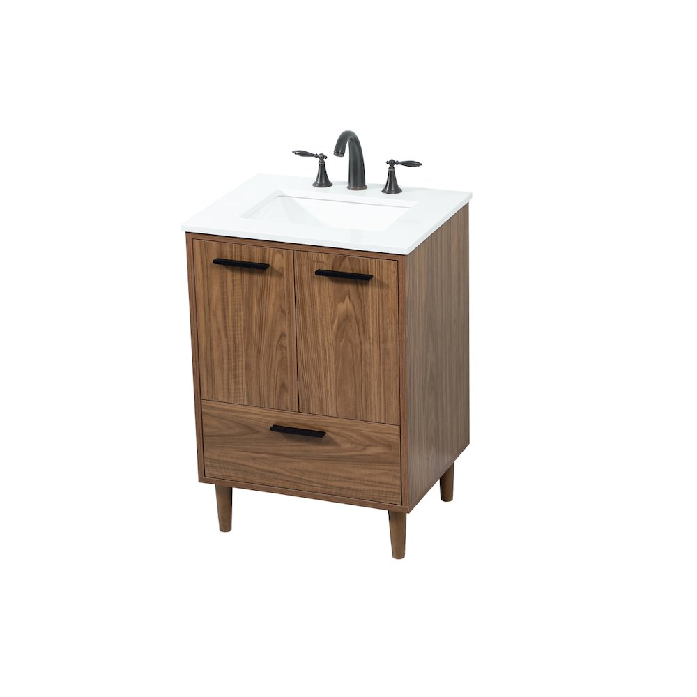 24 inch Single bathroom vanity in walnut brown