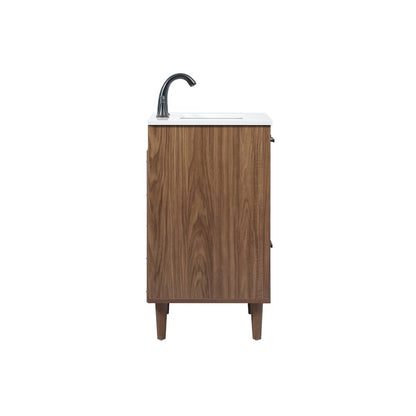 24 inch Single bathroom vanity in walnut brown