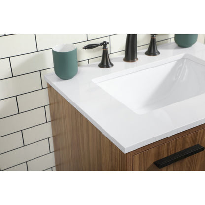 24 inch Single bathroom vanity in walnut brown