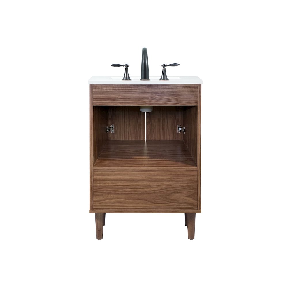 24 inch Single bathroom vanity in walnut brown