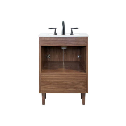 24 inch Single bathroom vanity in walnut brown
